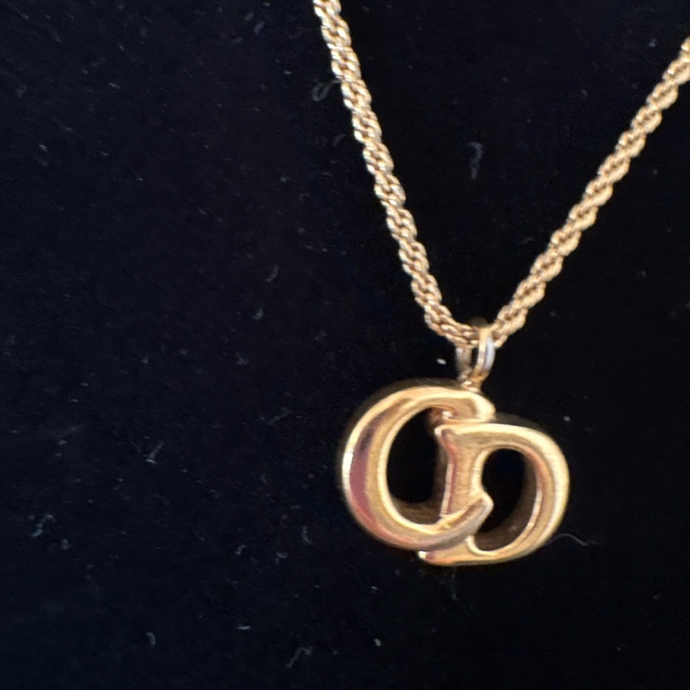 Dior Gold Tone CD Logo Pendant Necklace - Picture 5 of 11